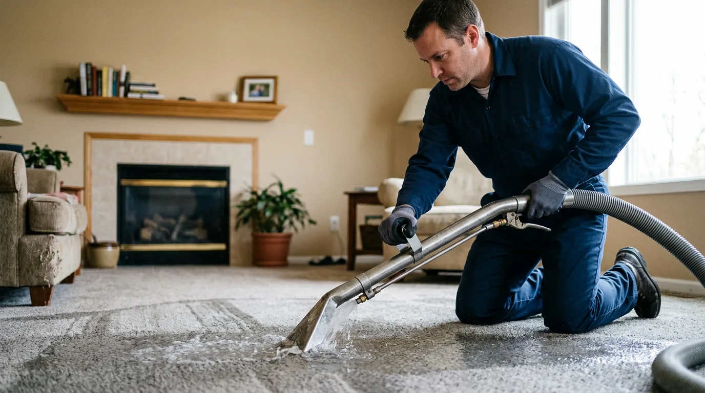 Water damage restoration technician working near Little Falls, MN